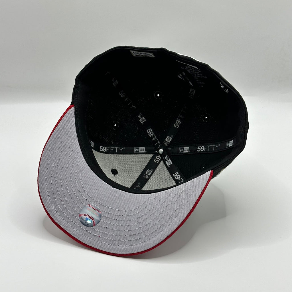 Wool Black Red Chief Wahoo Cleveland Indians Guardians 1995 WS Banned Hat New Era Cap - view 5
