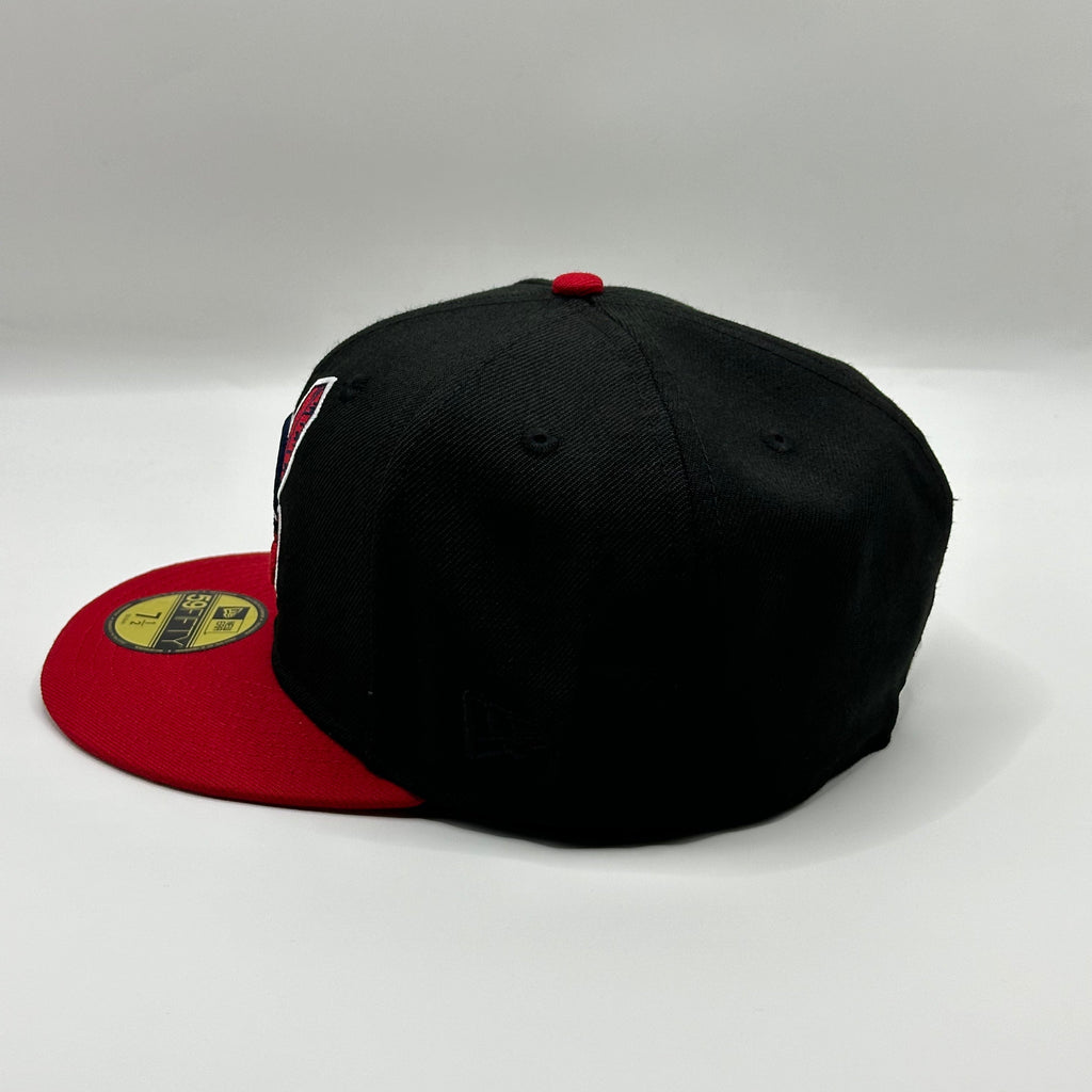Wool Black Red Chief Wahoo Cleveland Indians Guardians 1995 WS Banned Hat New Era Cap - view 3