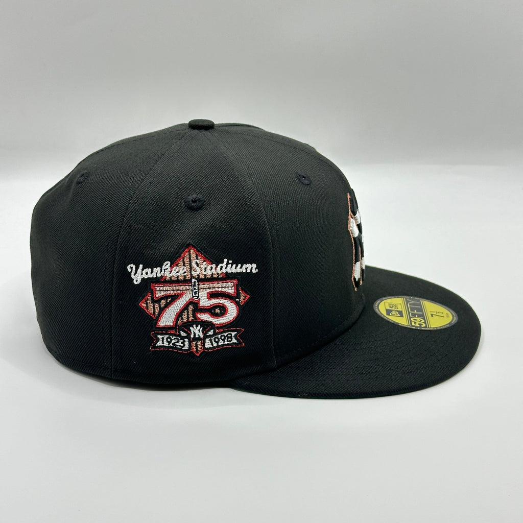 Black New York Yankees Cow Print 75th Anniversary New Era Fitted Hat