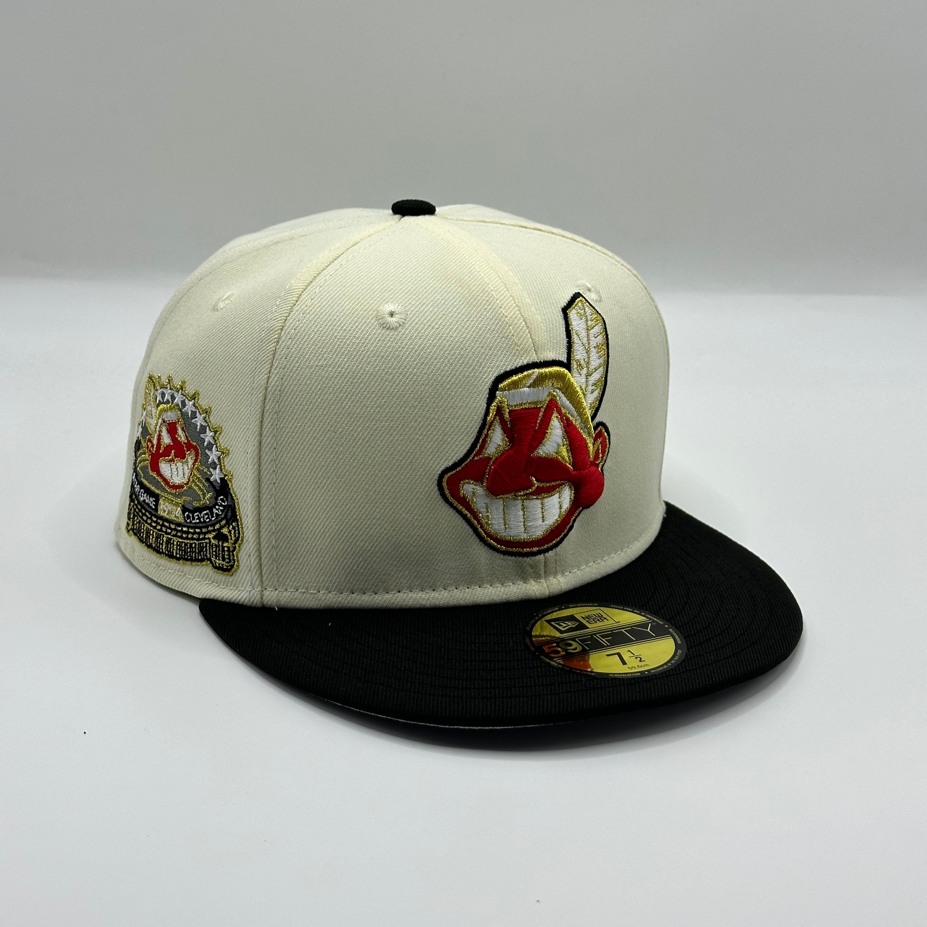 Chrome Black Cleveland Indians Chief Wahoo 1954 All Star Game New Era Fitted Hat Cap