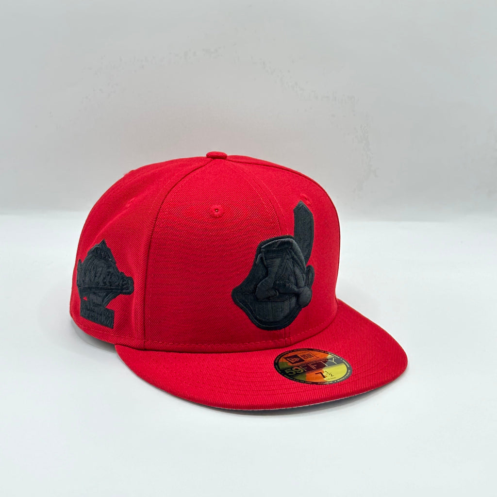 Red Black Cleveland Indians Chief Wahoo 1995 Welcome To The Show New Era Fitted Hat Cap