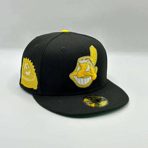 Black Gold Chief Wahoo Cleveland Indians Guardians 1954 ASG New Era Fitted Hat Cap