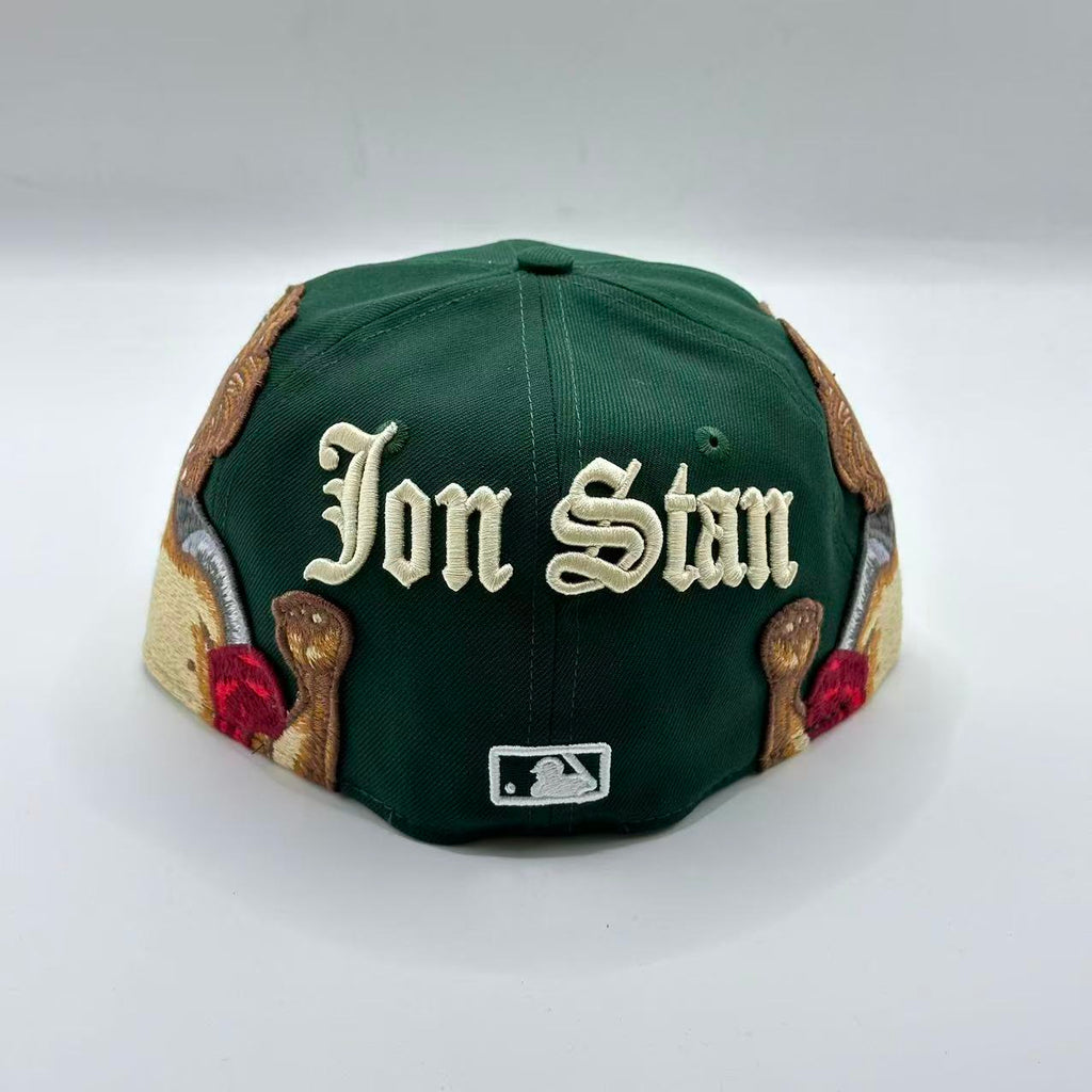 Green Jon Stan Athletics New Era Fitted Hat Cap MLB - view 3